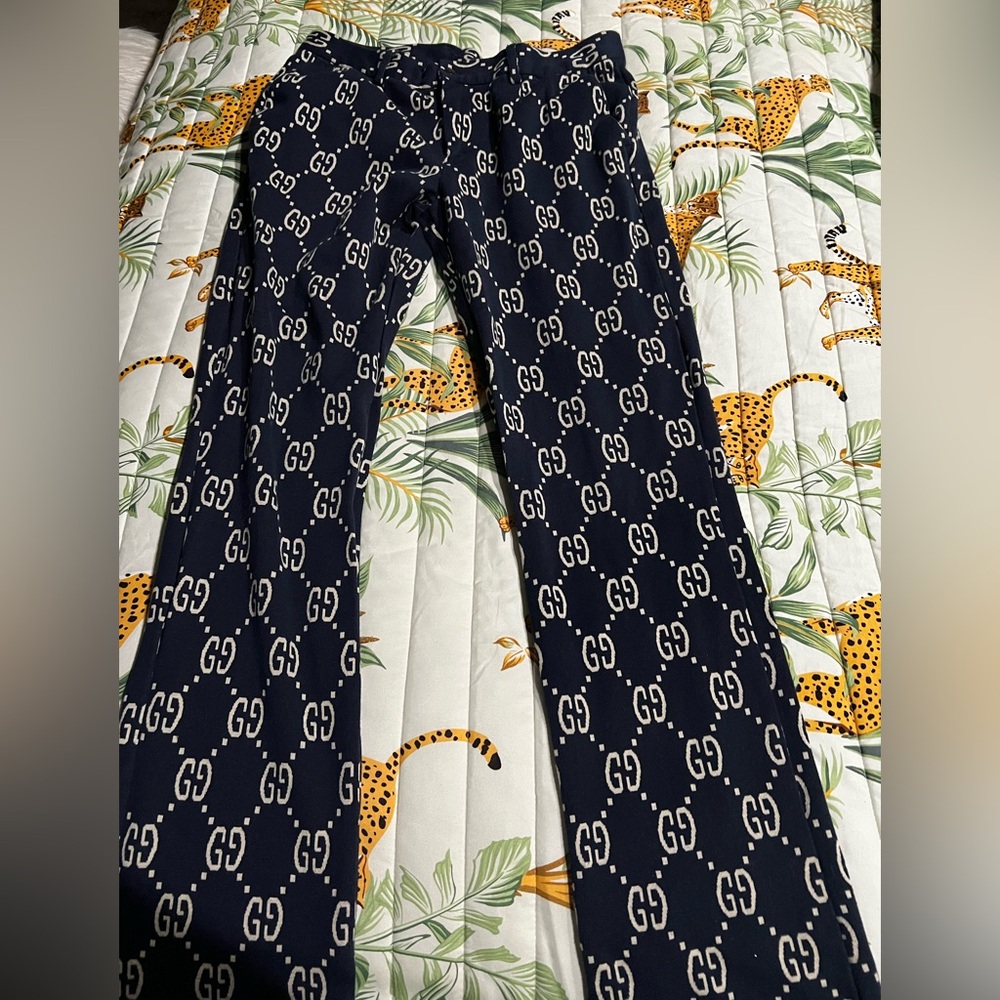Gucci Navy & White All-Over GG Logo Joggers